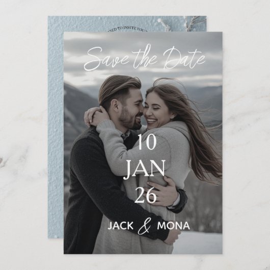 Sla de datum Gepersonaliseerde Eenvoudige Moderne  Kaart (Voorkant / Achterkant)