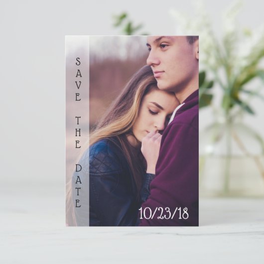 Sla de datum gepersonaliseerde fotokaart op save the date (Staand voorkant)
