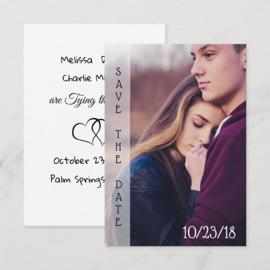 Sla de datum gepersonaliseerde fotokaart op save the date (Voorkant / Achterkant)