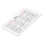 Sla de datum gepersonaliseerde jaarlijkse kalender magneet (Linkerzijde)