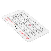 Sla de datum gepersonaliseerde jaarlijkse kalender magneet (Rechterzijde)