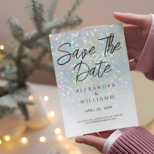 Sla de datum Glam Holografische Glitter Modern op