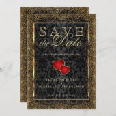 Sla de datum Gold Confetti en Black op Save The Date (Voorkant / Achterkant)