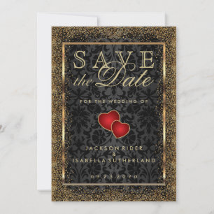 Sla de datum Gold Confetti en Black op Save The Date