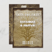 Sla de datum Gold Swirly Tree op Aankondigingskaart (Voorkant / Achterkant)