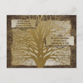 Sla de datum Gold Swirly Tree op Aankondigingskaart (Achterkant)