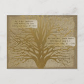 Sla de datum Gold Swirly Tree op Aankondigingskaart (Achterkant)