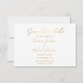 Sla de datum goud trendy strip bruiloft fotokaart notitiekaartje (Achterkant)