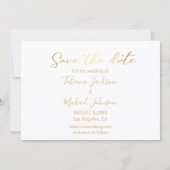 Sla de datum goud trendy strip bruiloft fotokaart notitiekaartje (Achterkant)