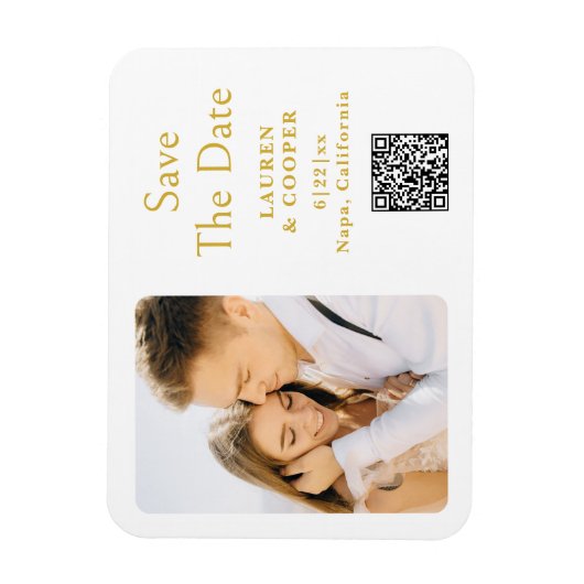 Sla de datum Goud Wit Stijlvolle Moderne Huwelijk  Magneet (Verticaal)