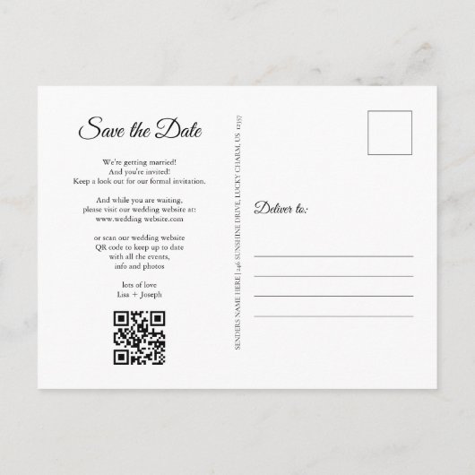 Sla de datum Gouden Hart Kalender QR Code op Aankondigingskaart (Achterkant)