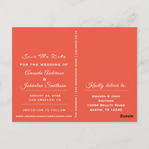 Sla de datum gouden script foto levendige koraal briefkaart