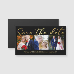 Sla de datum gouden trouwfoto's collage magneet