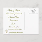 Sla de datum gouden trouwringen en kruis aankondigingskaart (Achterkant)