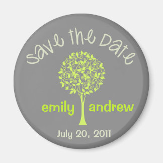 Sla de datum Green/Grey Tree Magnet op