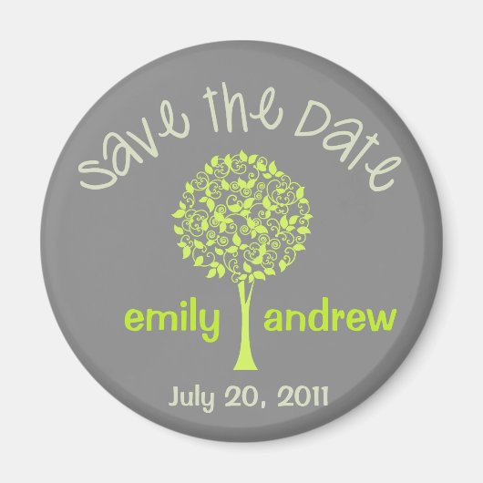 Sla de datum Green/Grey Tree Magnet op (Voorkant)
