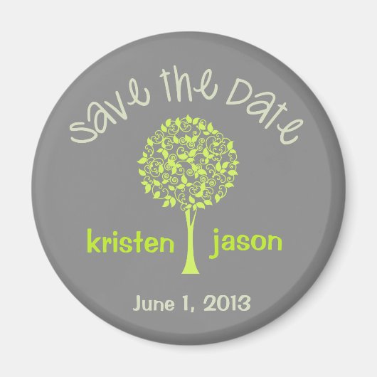 Sla de datum Green/Grey Tree Magnet op (Voorkant)