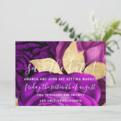 Sla de datum grijze Paarse gouden Rozen op Save The Date (Staand voorkant)
