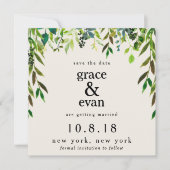 Sla de datum groene bloemige blad olijfkrans op kaart (Voorkant)