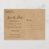 Sla de Datum Hand Script Foto Rustieke Kraft Aankondigingskaart (Achterkant)