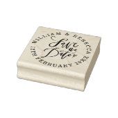 Sla de Datum Hand Script Heart Circular op Rubberstempel (Stempel)