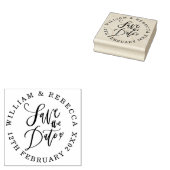 Sla de Datum Hand Script Heart Circular op Rubberstempel (Gestempeld)