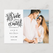 Sla de datum  Hand Script Moderne foto Aankondigingskaart (Voorkant)