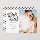 Sla de datum Hand Script Moderne foto Aankondigingskaart (Voorkant / Achterkant)