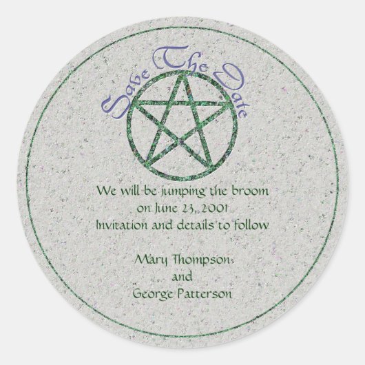 Sla de datum-handfasting-sticker op ronde sticker (Voorkant)