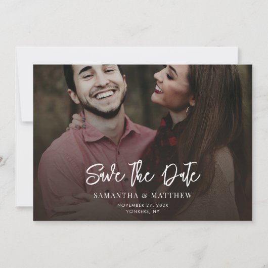 Sla de datum Handgeschreven foto Elegant bruiloft Save The Date (Voorkant)