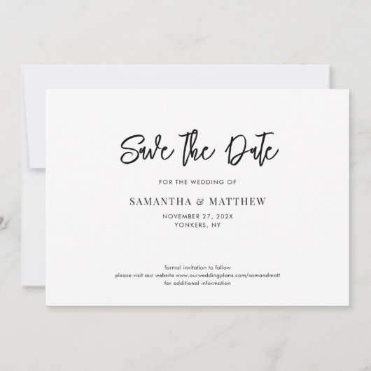 Sla de datum Handgeschreven foto Elegant bruiloft Save The Date (Achterkant)