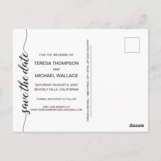 Sla de datum Handgeschreven script Verloving Foto Briefkaart (Achterkant)