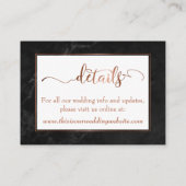 Sla de Datum/Huwelijksdetails Koper, Zwart Marmer  Visitekaartje (Achterkant)