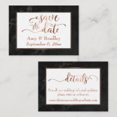 Sla de Datum/Huwelijksdetails Koper, Zwart Marmer  Visitekaartje (Voorkant / Achterkant)