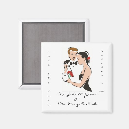 Sla de datum huwelijksmagneet op magneet (Voorkant / Achterkant)