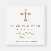 Sla de datum huwelijksmagneet op: Religieus kruis Magneet (Voorkant)