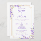 Sla de datum huwelijksuitnodiging Lavander paarse Kaart (Voorkant / Achterkant)