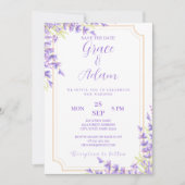 Sla de datum huwelijksuitnodiging Lavander paarse Kaart (Voorkant)