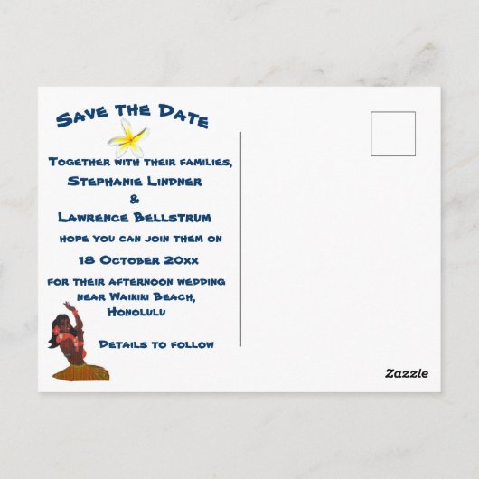 Sla de datum in Hawaii op Briefkaart (Achterkant)