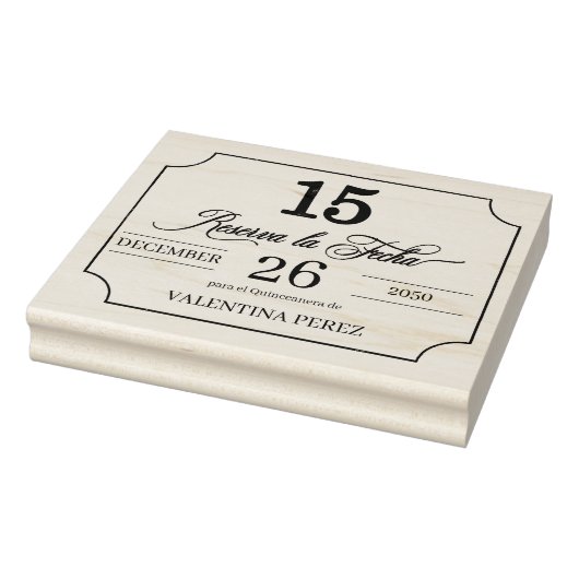 Sla de datum in het Spaans op voor Quinceanera Rubberstempel (Stempel)