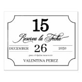 Sla de datum in het Spaans op voor Quinceanera Rubberstempel (Afrduk)