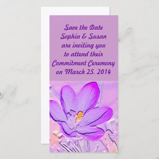 Sla de datum in reliëf Paarse Crocus Kaarten (Voorkant / Achterkant)