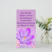 Sla de datum in reliëf Paarse Crocus Kaarten (Staand voorkant)
