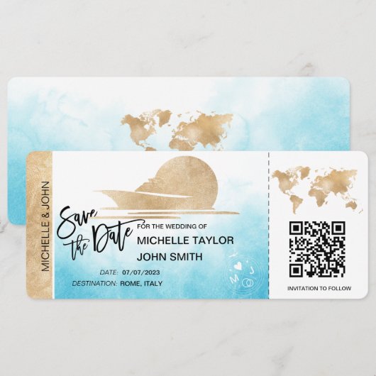 Sla de datum instapkaart Cruiseschip QRCode op Kaart (Voorkant / Achterkant)