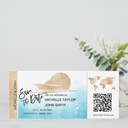 Sla de datum instapkaart Cruiseschip QRCode op Kaart (Staand voorkant)