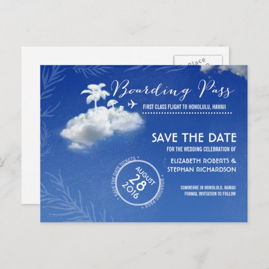 Sla de datum instapkaart op aankondigingskaart (Voorkant / Achterkant)