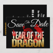 Sla de datum jaar van de Dragon bruiloft Kaart (Voorkant / Achterkant)