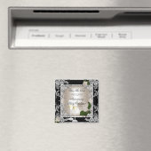 Sla de datum jubileum bruiloft crème zwart magneet (Insitu (Vaatwasser))