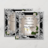 Sla de datum jubileum bruiloft Crème Zwart Save The Date (Voorkant / Achterkant)