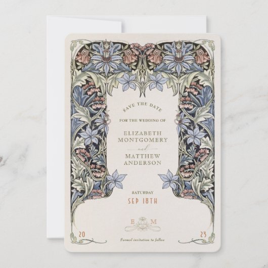 Sla de datum Kaart Victoriaans Elegantie Bruiloft (Voorkant)